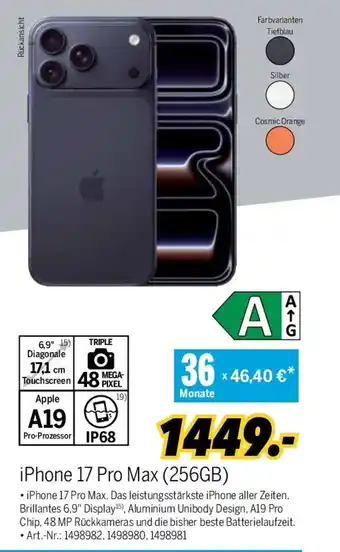 MEDIMAX iPhone 17 Pro Max (256GB) Angebot
