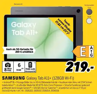 MEDIMAX SAMSUNG Galaxy Tab A11+ (128GB Wi-Fi) Angebot