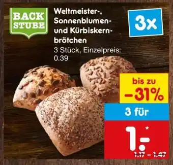Netto Marken-Discount Weltmeister-, Sonnenblumen- und Kürbiskernbrötchen Angebot
