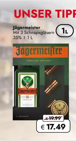 Travel Free Jägermeister kräuterlikör mit 3 schnapsgläsern Angebot