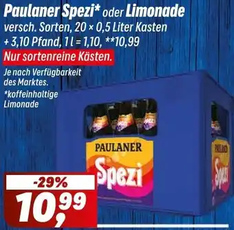 Simmel Paulaner Spezi oder Limonade Angebot