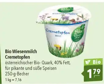 CITTI Markt Bio Wiesenmilch Cremetopfen Angebot