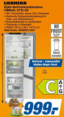 expert Techno Land LIEBHERR Kühl-Gefrierkombination CBNsfc 572i-22 Angebot