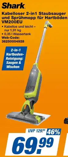 expert Techno Land Shark Kabelloser 2-in1 Staubsauger und Sprühmopp für Hartböden VM200EU Angebot