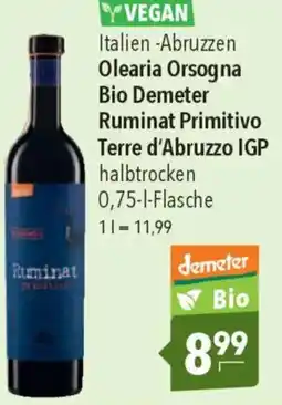 CITTI Markt Olearia Orsogna Bio Demeter Ruminat Primitivo Terre d'Abruzzo IGP Angebot