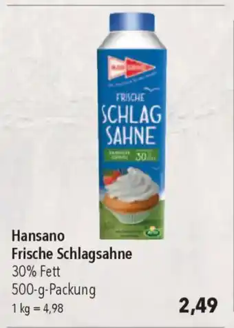CITTI Markt Hansano Frische Schlagsahne Angebot