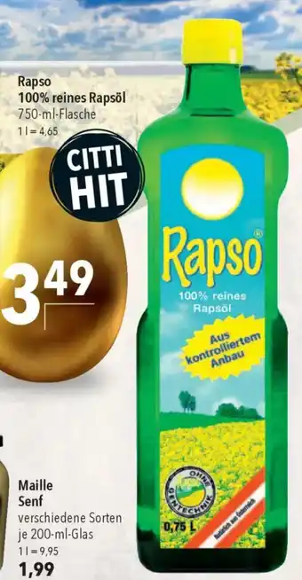 CITTI Markt Rapso 100% reines Rapsöl Angebot