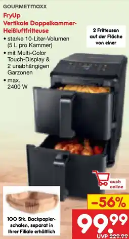 Netto Marken-Discount GOURMETMAXx FryUp Vertikale Doppelkammer- Heißluftfritteuse Angebot
