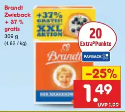 Netto Marken-Discount Brandt Zwieback +37% Angebot
