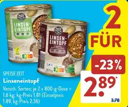 Aldi Süd SPEISE ZEIT Linseneintopf Angebot