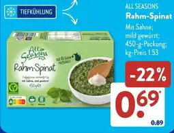 Aldi Süd ALL SEASONS Rahm-Spinat Angebot