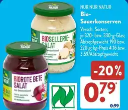 Aldi Süd NUR NUR NATUR Bio- Sauerkonserven Angebot