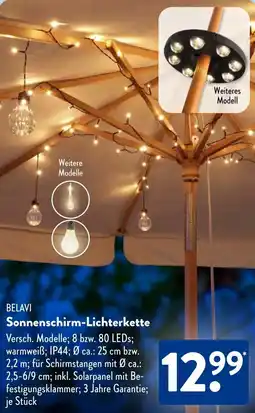 Aldi Süd BELAVI Sonnenschirm-Lichterkette Angebot
