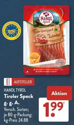 Aldi Süd HANDL TYROL Tiroler Speck g.g.A. Angebot