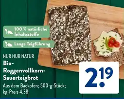 Aldi Süd NUR NUR NATUR Bio- Roggenvollkorn- Sauerteigbrot Angebot