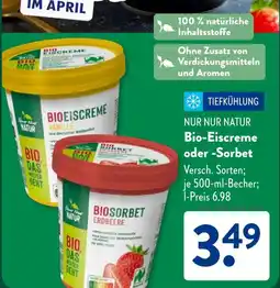 Aldi Süd NUR NUR NATUR Bio-Eiscreme oder -Sorbet Angebot