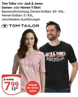 Globus Tom Tailor oder Jack & Jones Damen- oder Herren T-Shirt Angebot