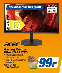 expert Techno Land acer Gaming Monitor Nitro KG 241YX3 Angebot