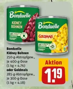 REWE Bonduelle Kidney Bohnen oder Goldmais Angebot