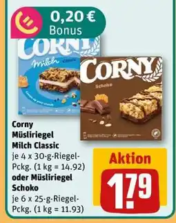 REWE Corny Müsliriegel Milch Classic oder Müsliriegel Schoko Angebot