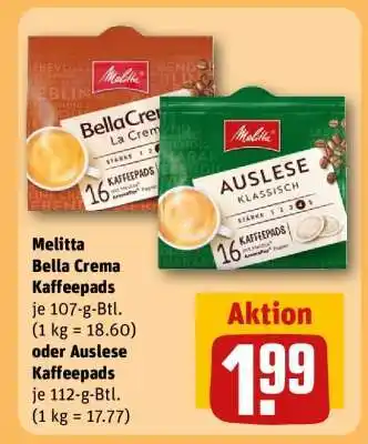 REWE Melitta Bella Crema Kaffeepads oder Auslese Kaffeepads Angebot