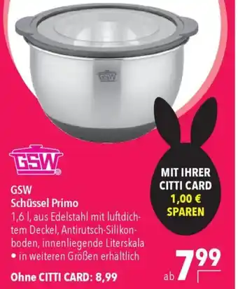 CITTI Markt GSW Schüssel Primo Angebot