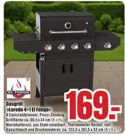 B1 Discount Baumarkt EL FUEGO Gasgrill >>Laredo 4+1 El Fuego<< Angebot