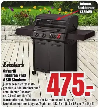B1 Discount Baumarkt Enders Gasgrill >>Monroe ProX 4 SIR Shadow<< Angebot