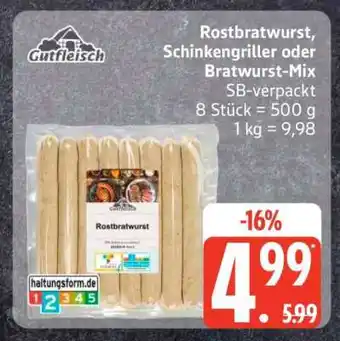 Edeka Rostbratwurst, Schinkengriller oder Bratwurst-Mix Angebot