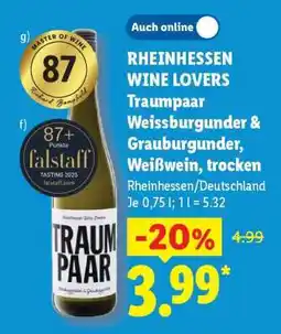 Lidl Rheinhessen Wine Lovers Traumpaar Weissburgunder & Grauburgunder, Weißwein, trocken Angebot
