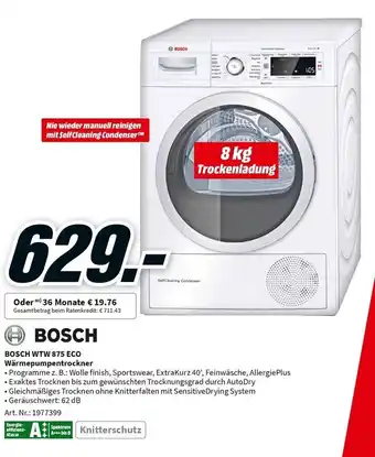 MediaMarkt Bosch WTW 875 ECO Wärmepumpentrockner Angebot