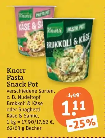 tegut Knorr pasta snack pot Angebot