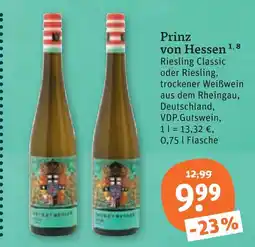 tegut Prinz von hessen riesling classic oder riesling Angebot