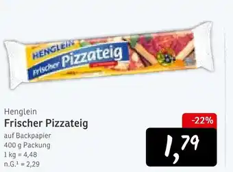KONSUM Henglein frischer pizzateig Angebot