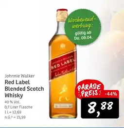 KONSUM Johnnie walker red label blended scotch whisky Angebot