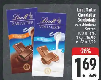 E-Center Lindt maître chocolatier schokolade zartbitter Angebot
