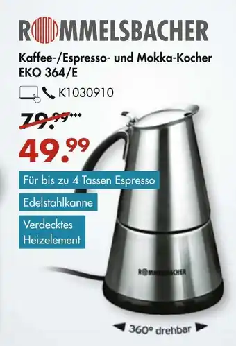 Galeria Rommelsbacher Kaffee/Espresso und Mokka Kocher EKO 364/E Angebot