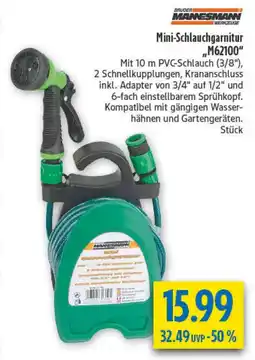 diska BRUDERI MANNESMANN WERKZEUGE Mini-Schlauchgarnitur ,,M62100" Angebot