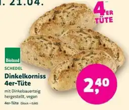 Biomarkt SCHEDEL Dinkelkorniss 4er-Tüte Angebot