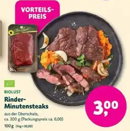 Biomarkt BIOLUST Rinder- Minutensteaks Angebot