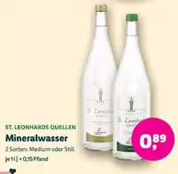 Biomarkt ST. LEONHARDS QUELLEN Mineralwasser Angebot