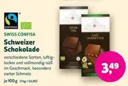 Biomarkt SWISS CONFISA Schweizer Schokolade Angebot