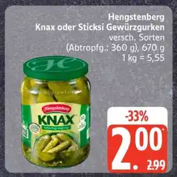 Edeka Hengstenberg Knax oder Sticksi Gewürzgurken Angebot