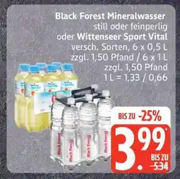 Edeka Black Forest Mineralwasser oder Wittenseer Sport Vital Angebot