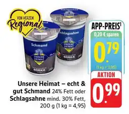 Edeka Unsere Heimat – echt & gut Schmand oder Schlagsahne Angebot