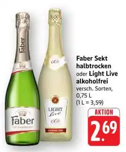 Edeka Faber Sekt halbtrocken oder Light Live alkoholfrei Angebot