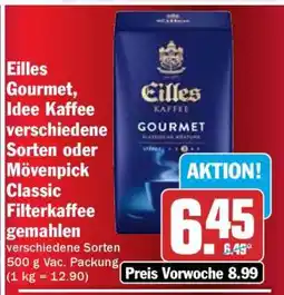 HIT Eilles Gourmet, Idee Kaffee verschiedene Sorten oder Mövenpick Classic Filterkaffee gemahlen Angebot