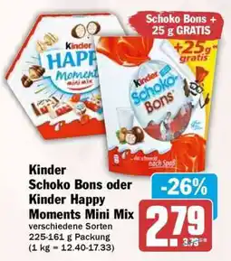 HIT Kinder Schoko Bons oder Kinder Happy Moments Mini Mix Angebot