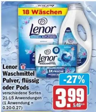 HIT Lenor Waschmittel Pulver, Flüssig oder Pods Angebot