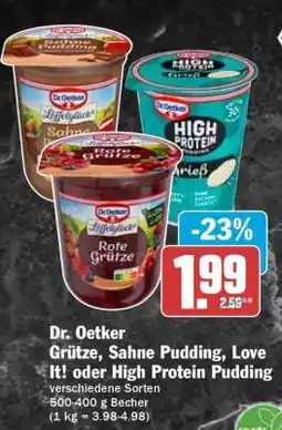 HIT Dr. Oetker Grütze, Sahne Pudding, Love It! oder High Protein Pudding Angebot